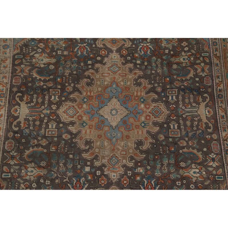 Gray Over-Dyed Tabriz Persian Vintage Rug Hand-Knotted Wool Carpet - 6'7"x 9'6"