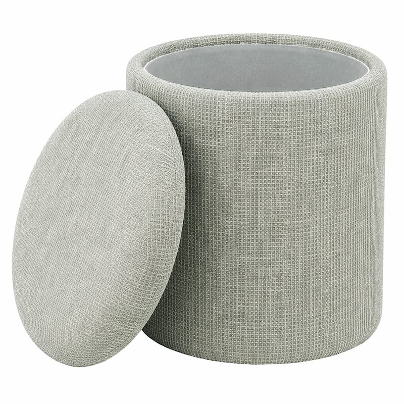 Modern Fabric Round Storage Ottoman