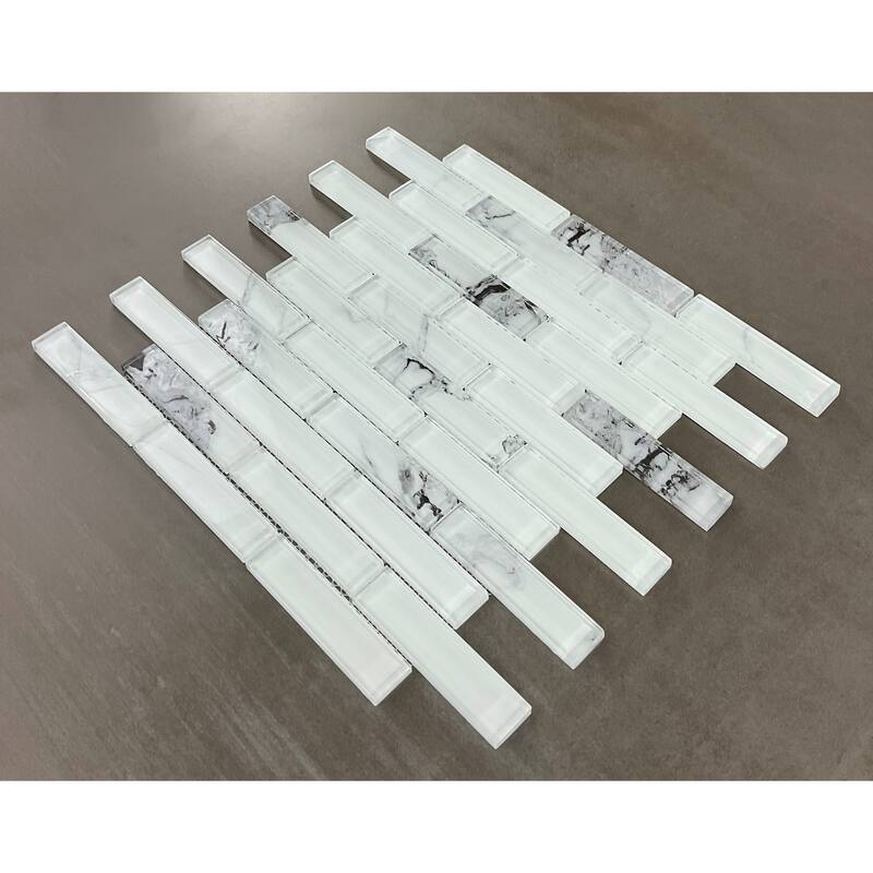 Glass Mosaic - 1 x 4 Brick Pattern Wall Mosaic Tiles - Case (10 Sheets)
