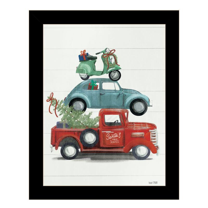 TrendyDecor4U Contemporary "Holiday Travels" Framed Print Wall Art - Black