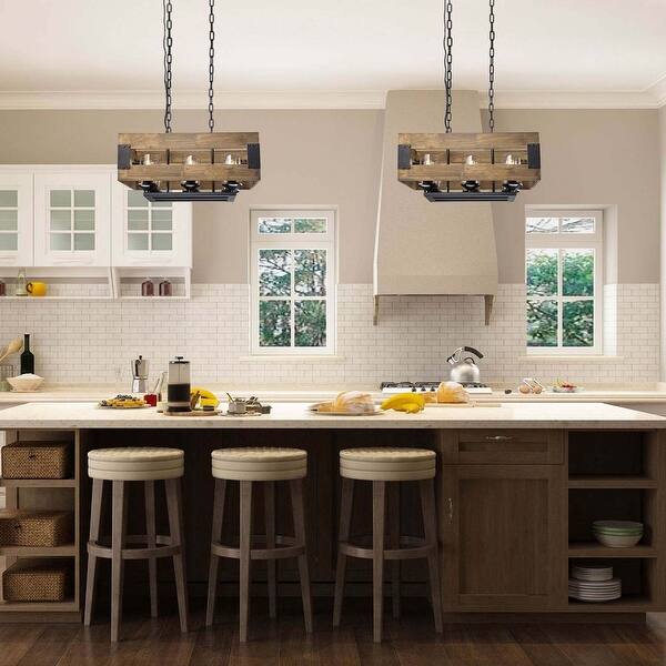 Lnc Farmhouse 6 Light Wood Chandeliers Rustic Kitchen Island Lighting 22 X 11 25 X 11 75 Overstock 25454923