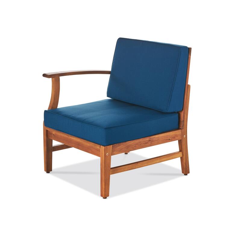 Outdoor 3-Seater Acacia Wood Sofa Set with Coffee Table and Water-Resistant Cushions, Removable Covers Included