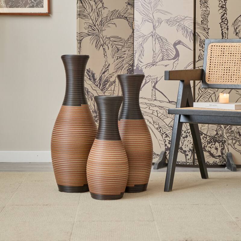 Hand-Woven PVC Rattan Floor Vase