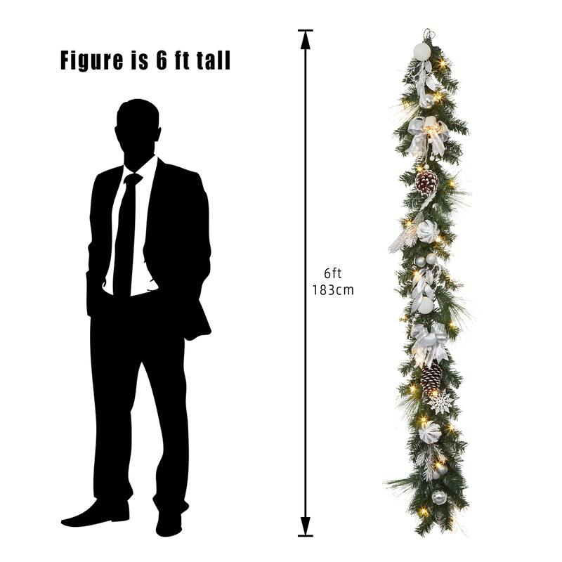 6ft Festive Decor Battery Operated Pre-Lit Christmas Garland - N/A