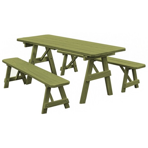 Pine 8 Traditional Picnic Table with 2 Benches On Sale Bed