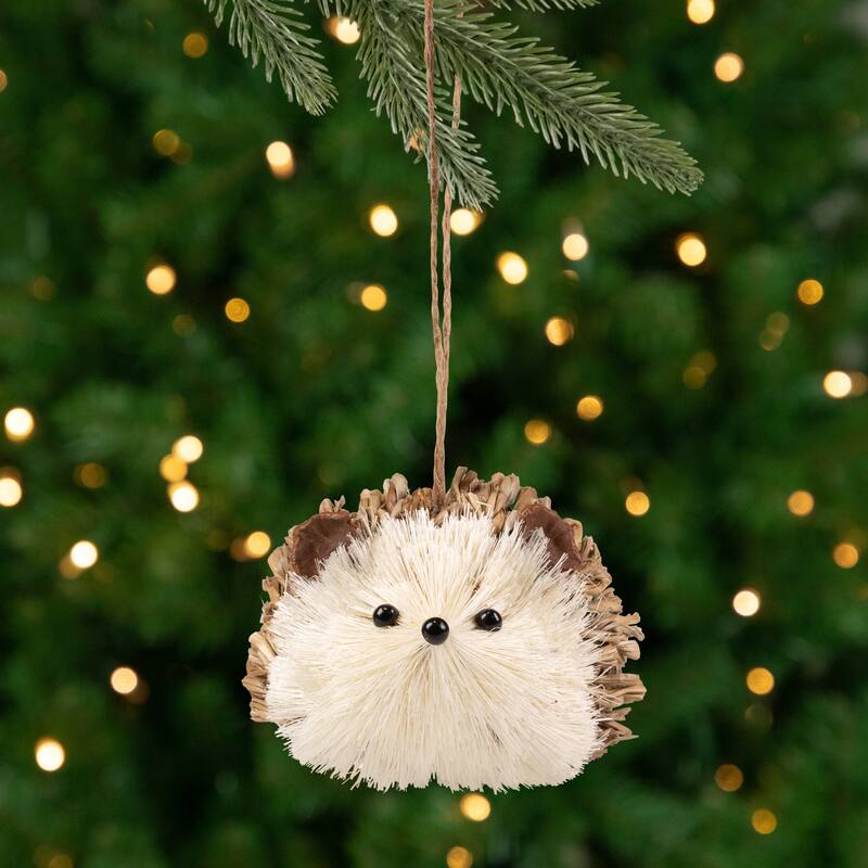 Woodland Critters Christmas Ornaments - 6" - Ivory and Brown - Set of 4