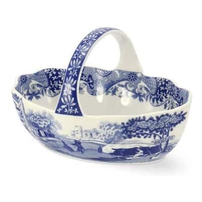 Spode Blue Italian Handled Basket - 6 inch