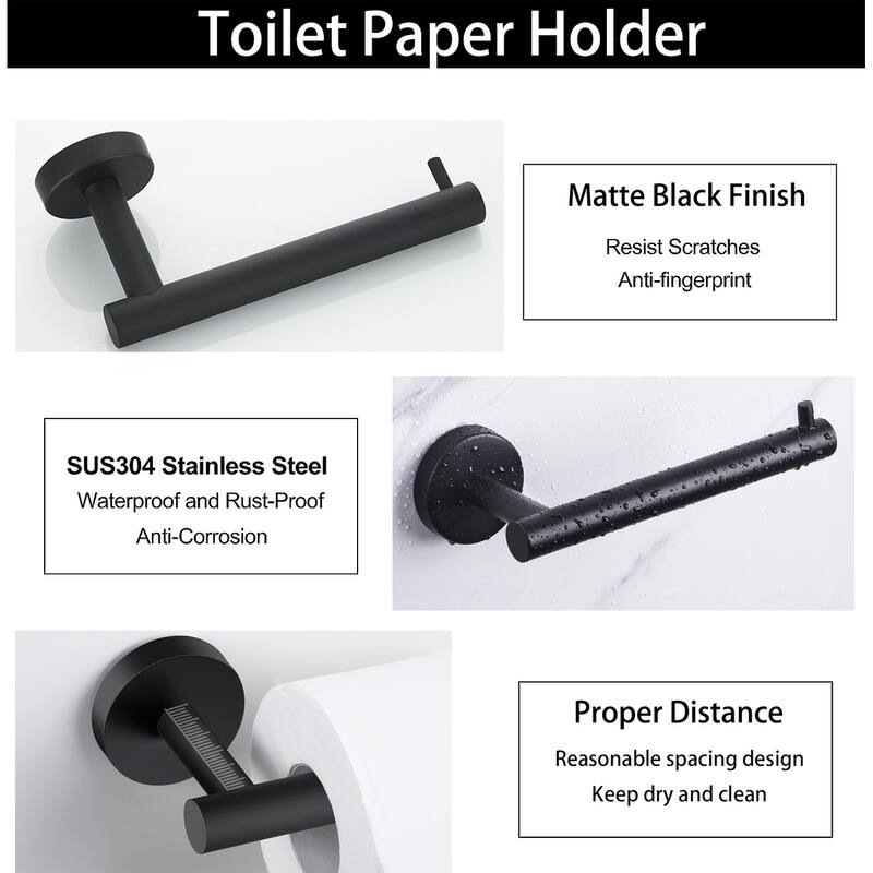 5 -Piece Bath Hardware Set with Double Towel Bar Towel Holder Set