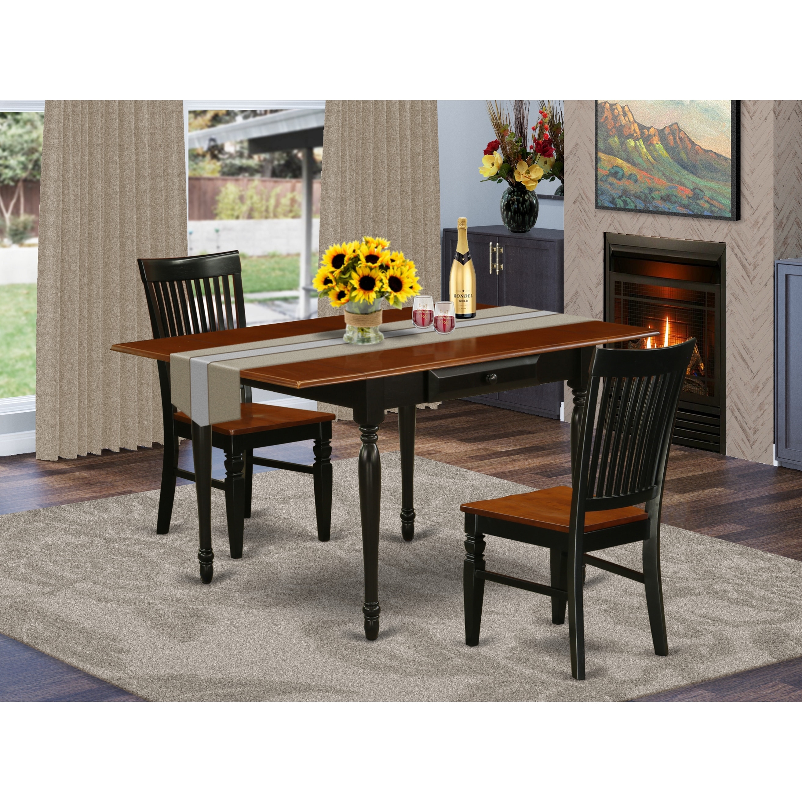 Drop Leaf Dining Table And Hardwood Seat Dining Room Chairs