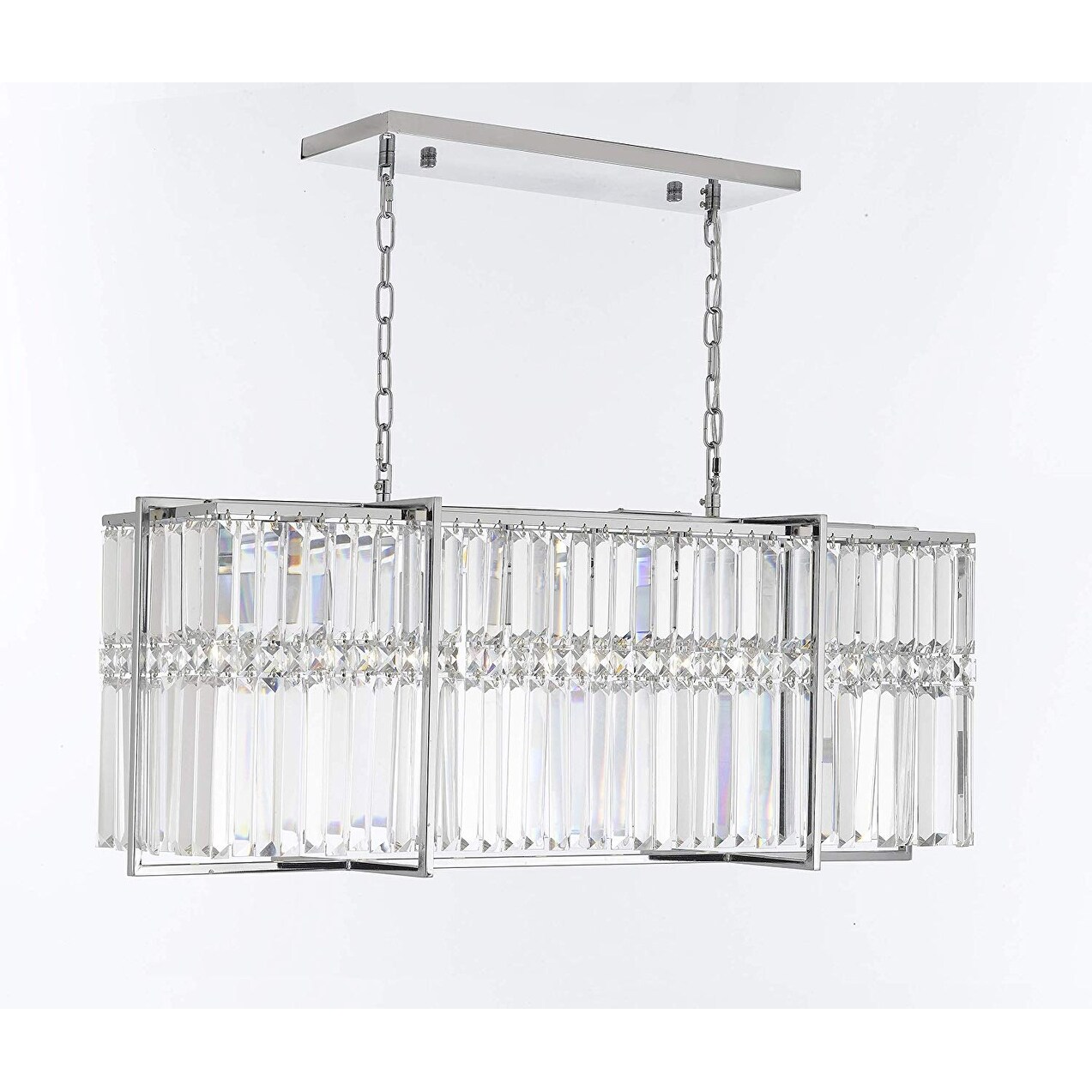 8 Light Modern Contemporary Crystal Chandelier Rectangular Lighting - Chandeliers For Bedrooms by Overstock.com