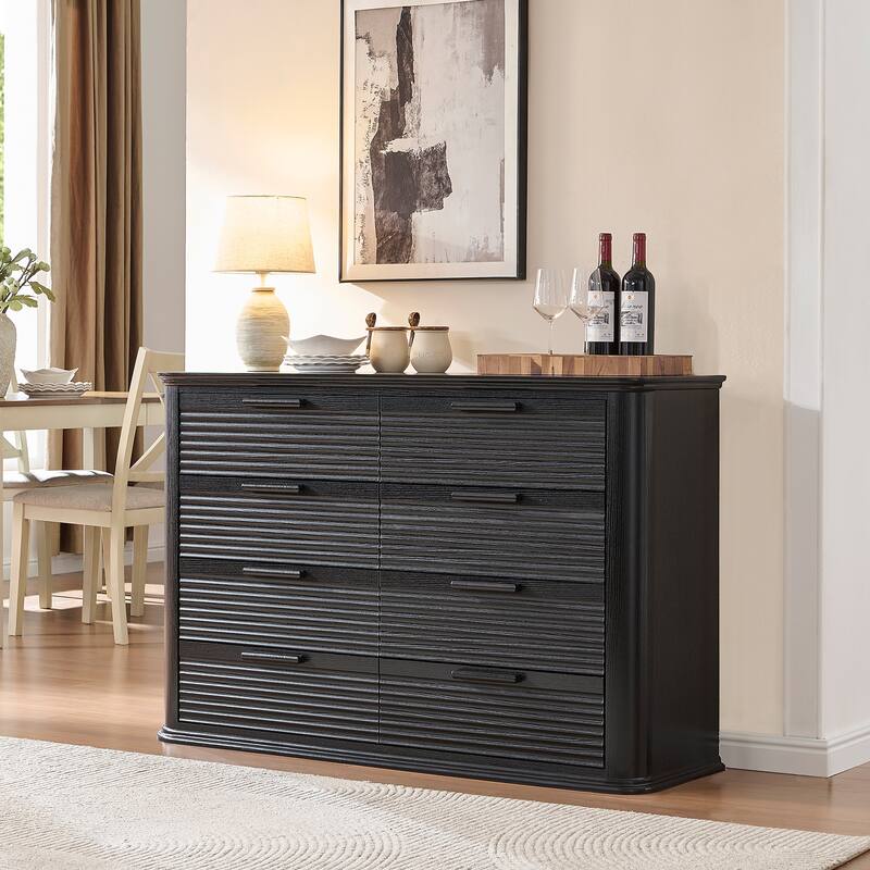Fluted Curved Dresser with Drawers for Bedroom, Chest of Drawers Closet Storage Organizer