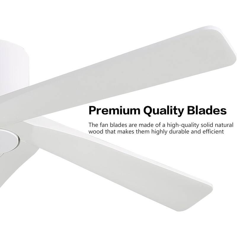 MLiAN 5 Solid Wood Blades Indoor Flush Mount Ceiling Fan with Remote