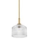 preview thumbnail 1 of 5, Lark 83727 Lisette 1 Light 9" Wide Mini Pendant with Ribbed Glass Lacquered Brass / Clear