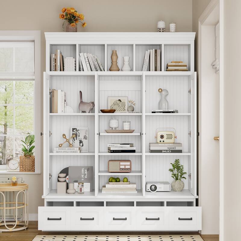 78.7''H Hall Tree with Bench and Adjustable Shelves
