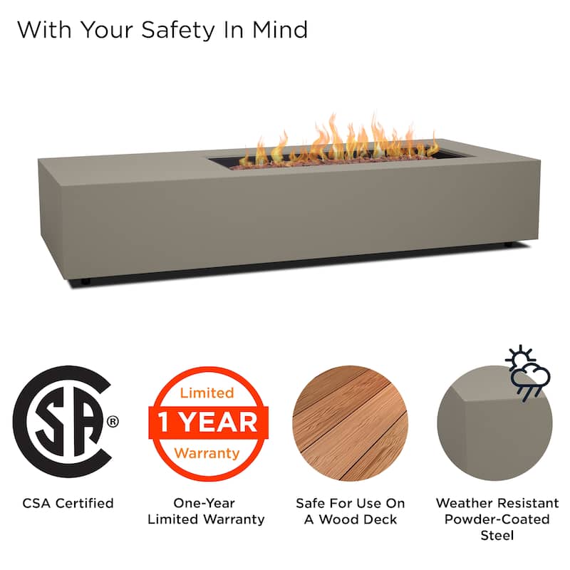 Aegean 75" Asymmetrical Rectangle Steel LP or NG Fire Pit Table