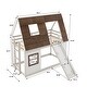 preview thumbnail 3 of 6, Cozy and Fun Wood Twin Size House Bunk Bed with Window Roof Shape Design with Ladder and Climbing Ramp