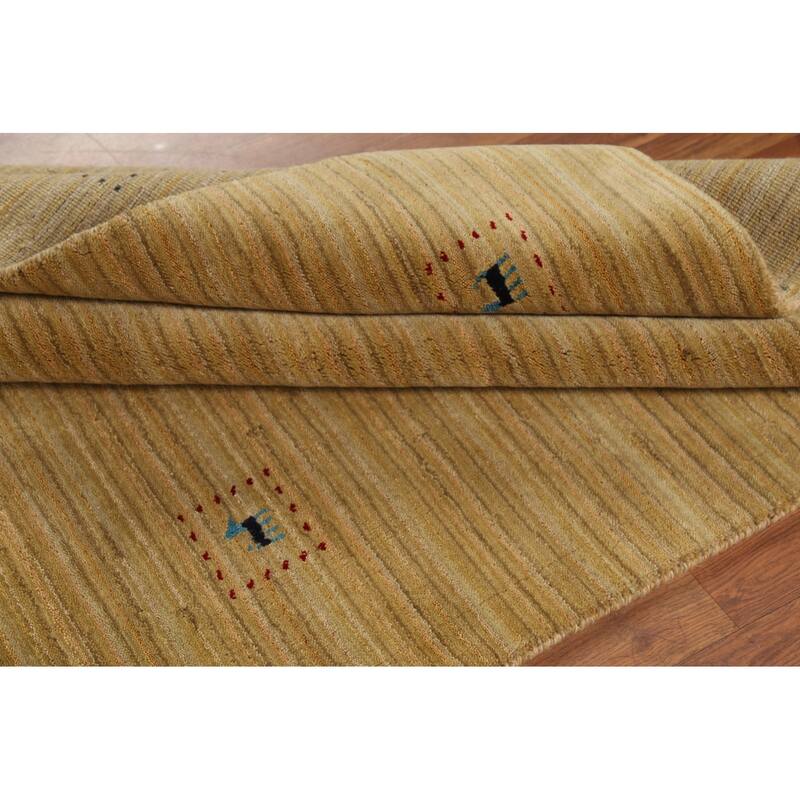 Gold Tribal Gabbeh Oriental Area Rug Handmade Wool Carpet - 4'11"x 7'11"