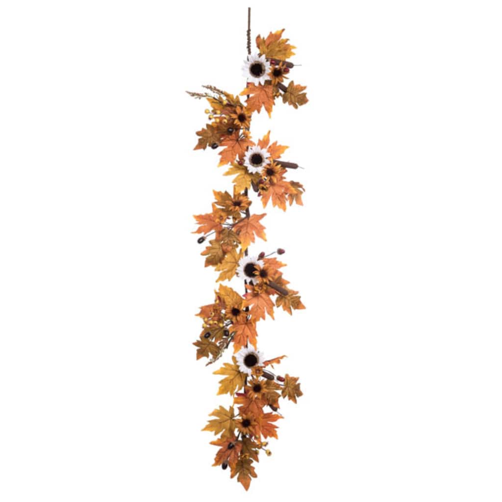 Transpac Foam 60 in. Multicolor Harvest Sunflower and Berry Garland