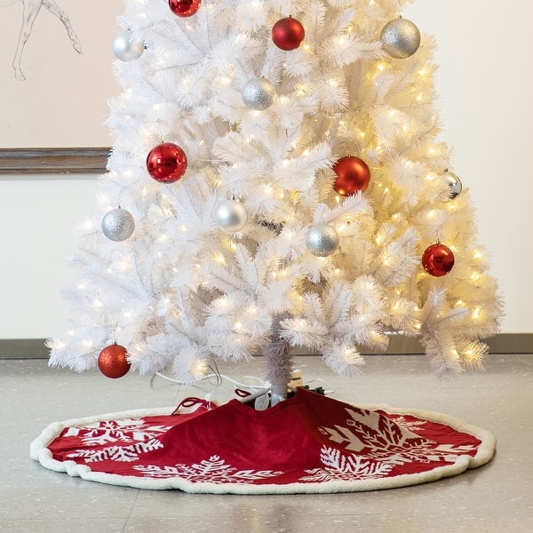 Dessous De Sapin De Noël Granville Lane - Scène Hivernale Village Perlé, 48 Pouces, Argent