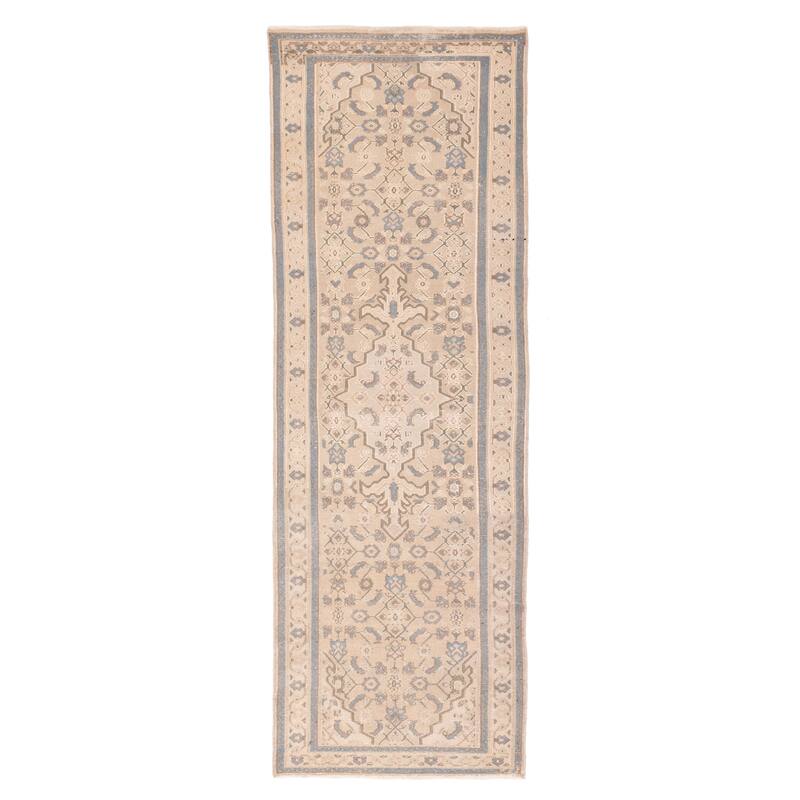 ECARPETGALLERY Hand-knotted Antalya Vintage Khaki Wool Rug - 3'2 x 9'10