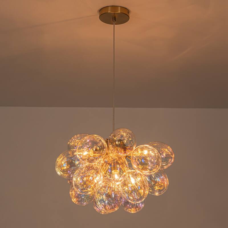 Starsky 6- Light 12in. Modern Glam Glass Bubble Chandelier with 19 Glass Bubbles