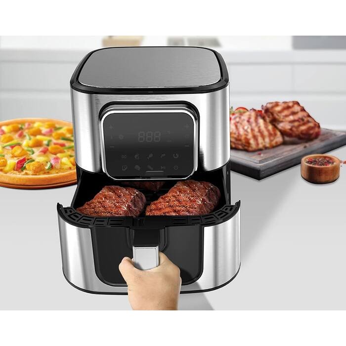 Air Fryer, 6 Quart Airfryer, Large Stainless Steel Air Fryers,Black
