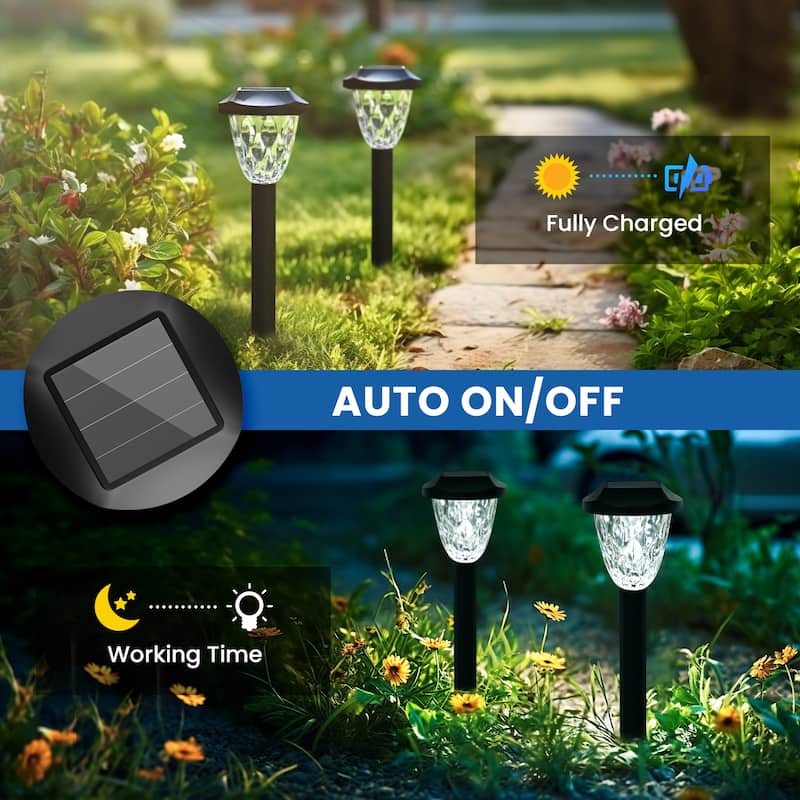 Solar Outdoor Lights, Bright Solar Pathway Lights, Waterproof Solar Lights, Cold White
