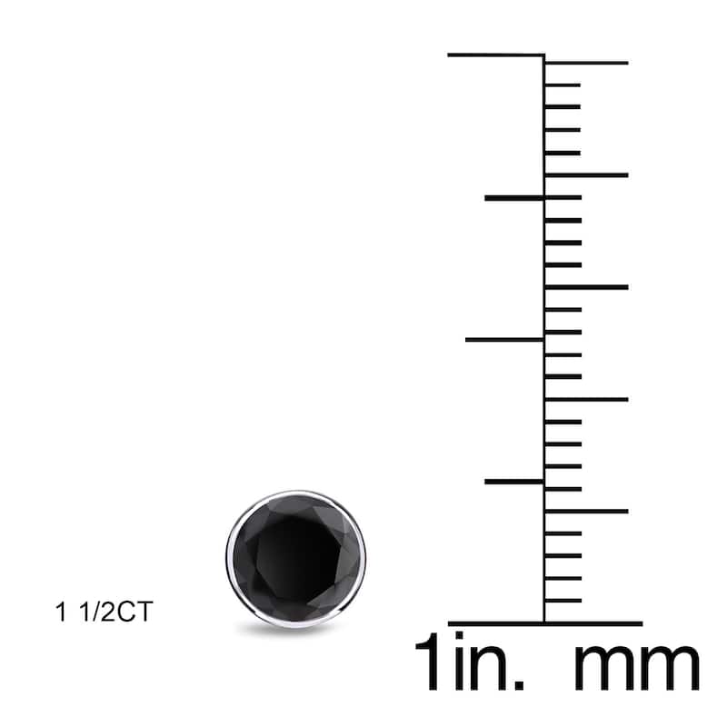 Auriya 1/2 to 4ctw Round Black Diamond Stud Earrings 14k White Gold Bezel-set