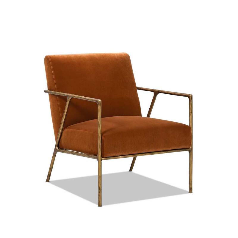 Aerin 24.5" Hammered Brass Velvet Accent Arm Chair