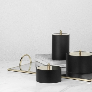 Shop Black Round Decorative Box With Gold Lid Overstock 28494512