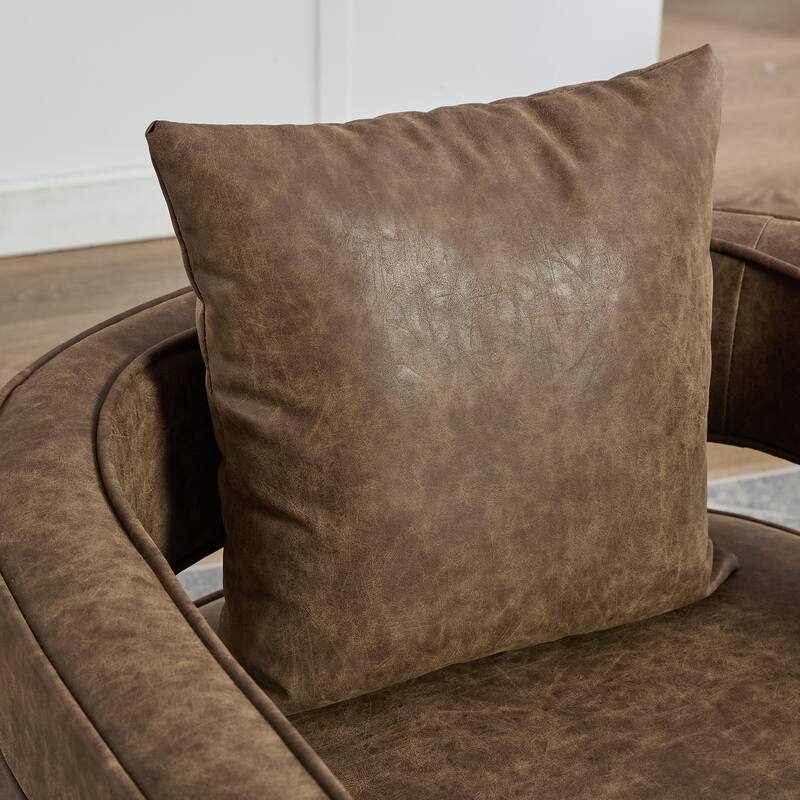 PU Leather Swivel Chair with Wood Base
