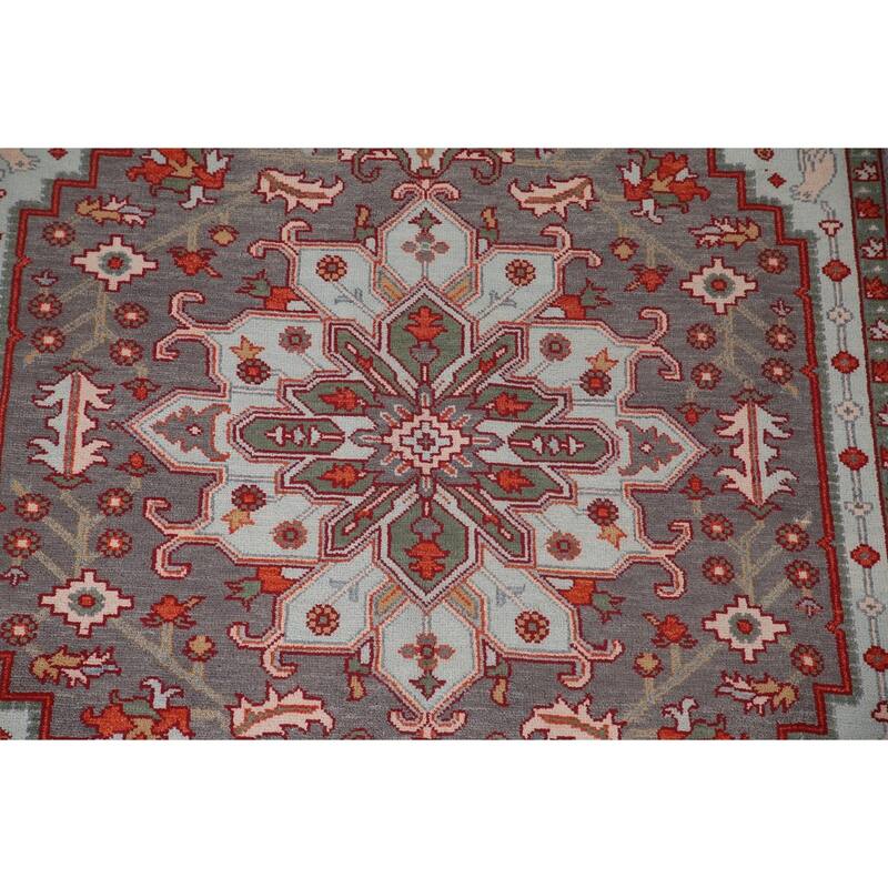 Animal Pictorial Heriz Serapi Oriental Area Rug Handmade Wool Carpet - 7'10" x 9'8"