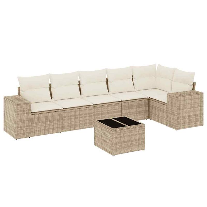 vidaXL 7 Piece Patio Sofa Set with Cushions Poly Rattan