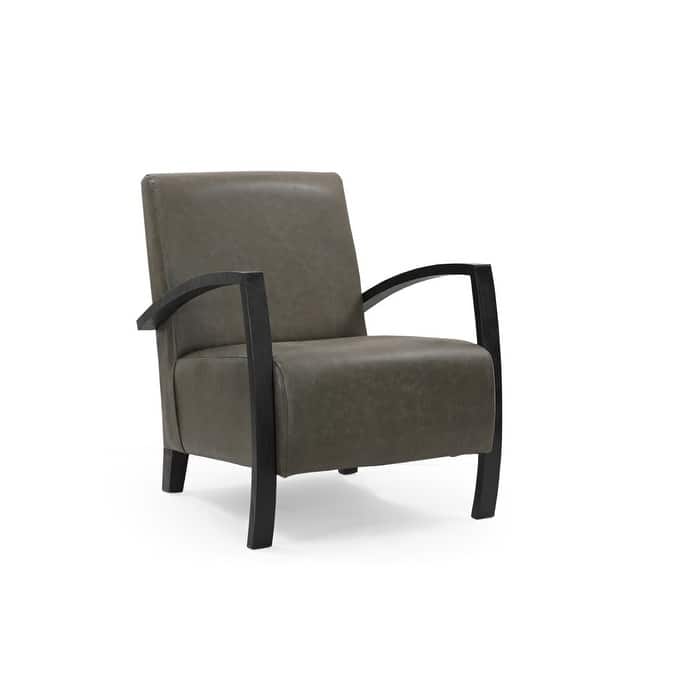 HomeRoots 26" Green And Black Top Grain Leather Arm Chair - 26' X '33' X '31