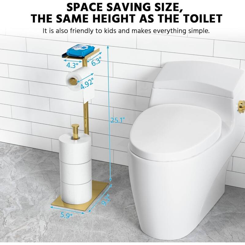 Gold toilet paper mobile phone holder, freestanding paper towel roll storage rack, home furnishings