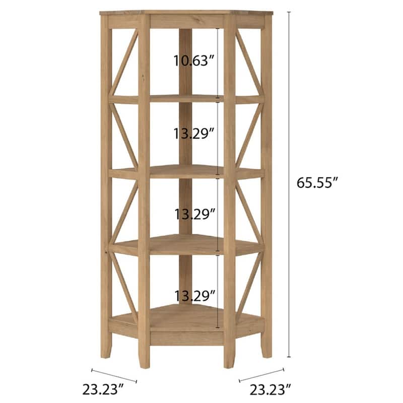 Wood Corner Bookcase 4 Shelf Corona