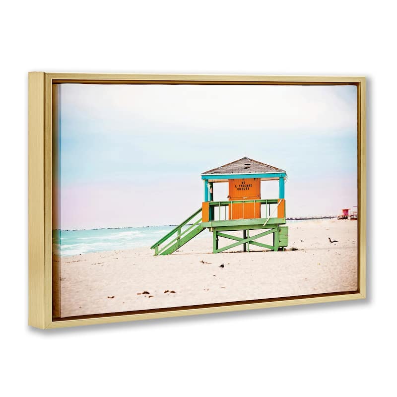 Stupell No Lifeguard On Duty Framed Floater Canvas Wall Art Design By Seven Trees Design
