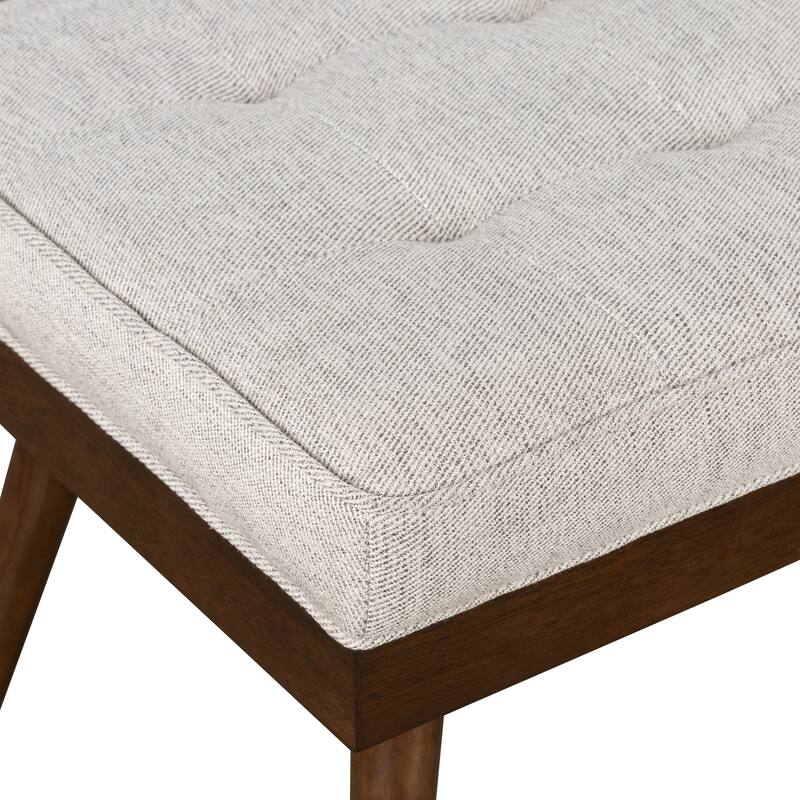 Poly & Bark Luca Fabric Bench - Tufted Seat with Solid Wood Legs