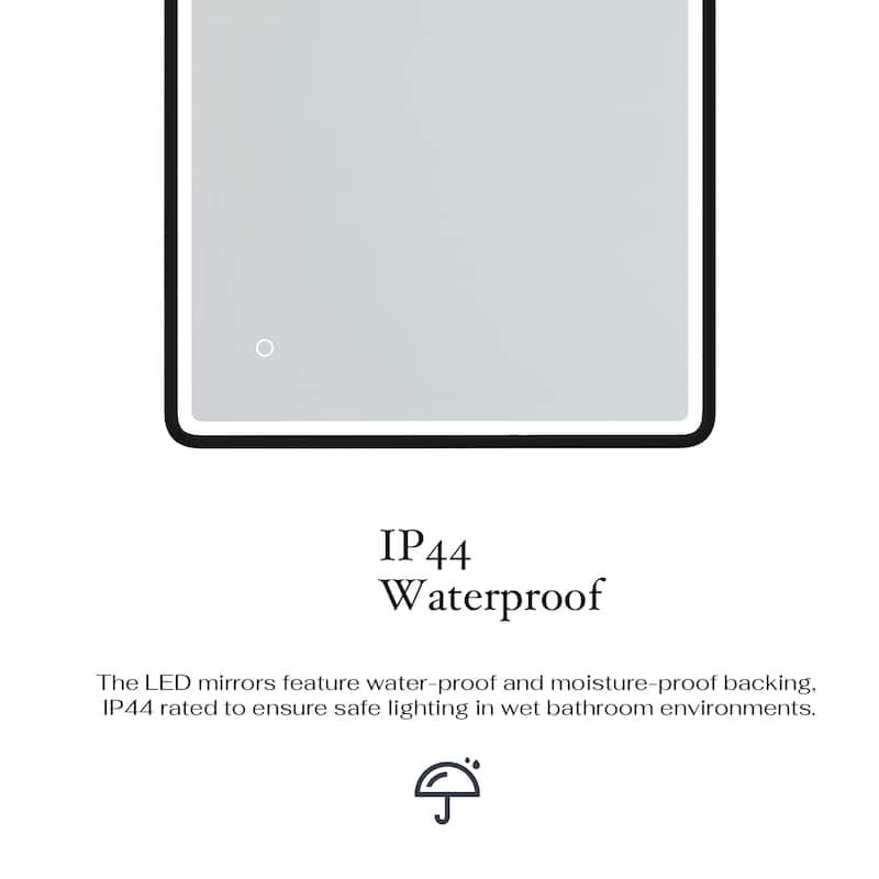 32 x 24 in. Rectangular Mirror Wall-Mount Anti-Fog LED Light Bathroom Vanity Mirror - Black