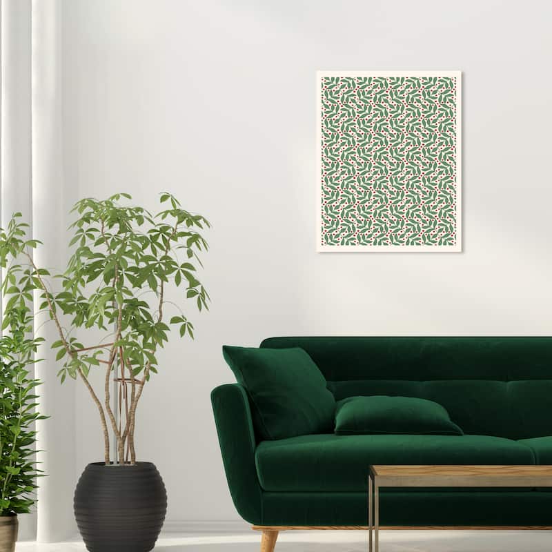 Wynwood Studio Canvas Holiday and Seasonal Christmas Vine Pattern Green Modern & Contemporary Wall Art Canvas Print - 20 x 24