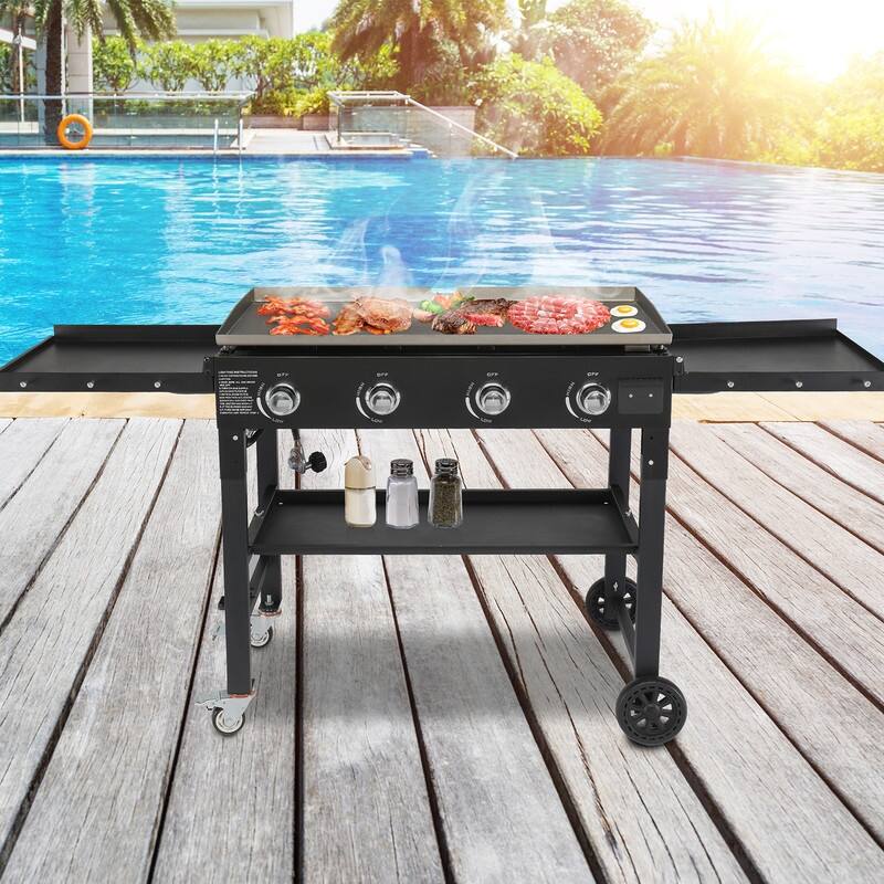 Foldable 4Burner Flat Top Gas Griddle Cooking Station Bed Bath