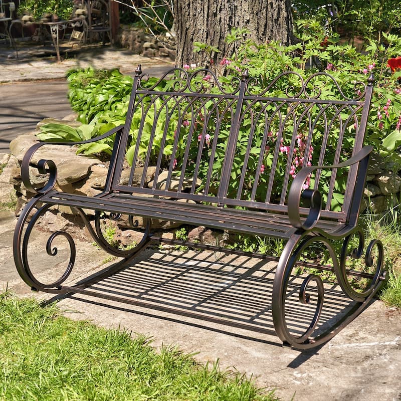 Iron Rocking Garden Bench "Tatiana" in Antique Bronze