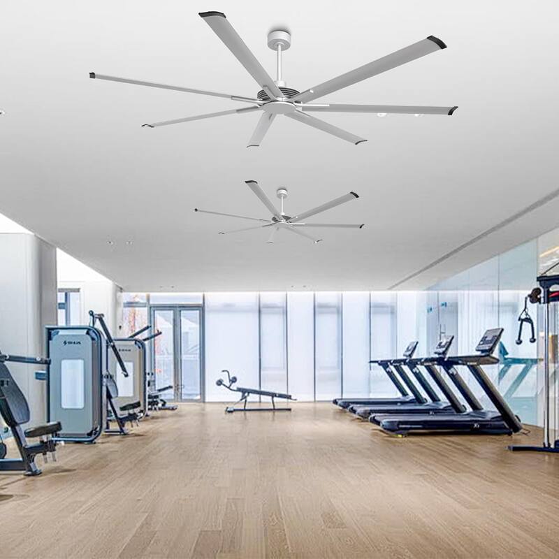 Ceiling Fan Modern 100" Industrial 7-Blade Silver Metal