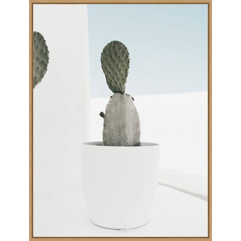Minimal Cactus Santorini by Bella Eve Framed Canvas Wall Art Print - Sylvie Natural