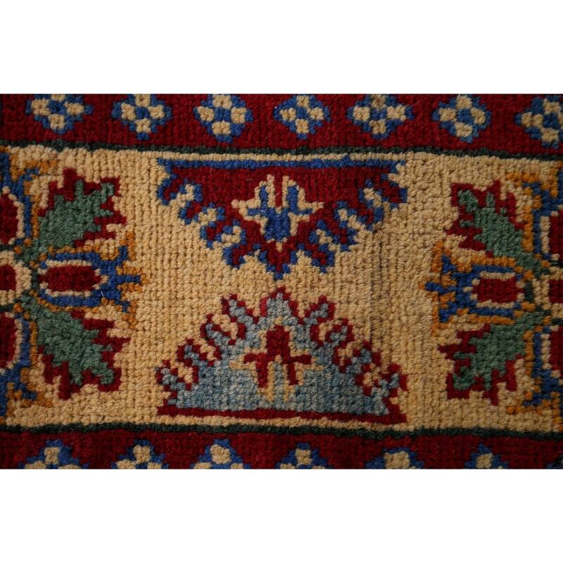 Light Blue Kazak Oriental Area Rug Handmade Geometric Wool Carpet - 3'11" x 5'10"