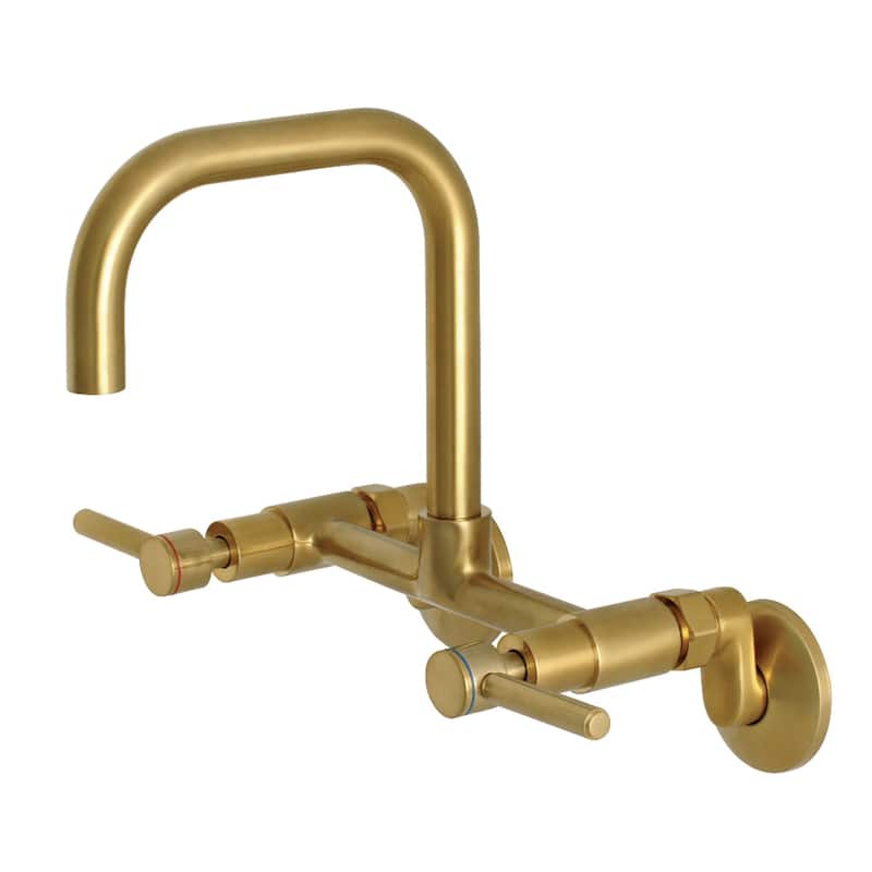 Concord 8-Inch Adjustable Center Wall Mount Kitchen Faucet in Matte Black - Brushed Brass