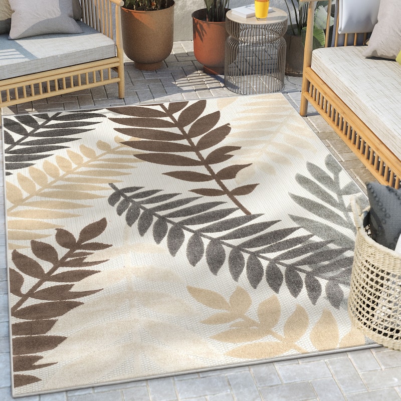 Well Woven Dorado Mariah Modern Indoor Outdoor Floral Area Rug - 6'7" x 9'6" - Ivory