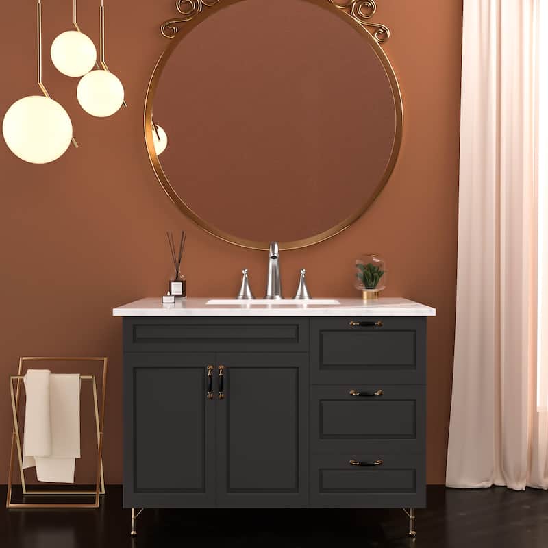 Modern 2 Handle Bathroom Sink Faucet with Pop Up Drain and 2 Water Supply Lines, Anti Corrosion, Scratch Resistant, 3 Hole