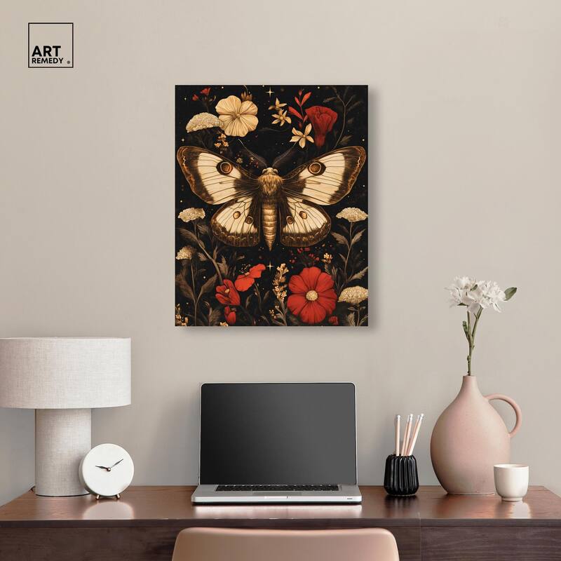 Flying Moth Canvas by Art Remedy, Gallery Wrapped