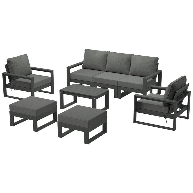 Endless Patio Sectional 8-Piece Lounge Sofa Set with Gray Frame - Gray